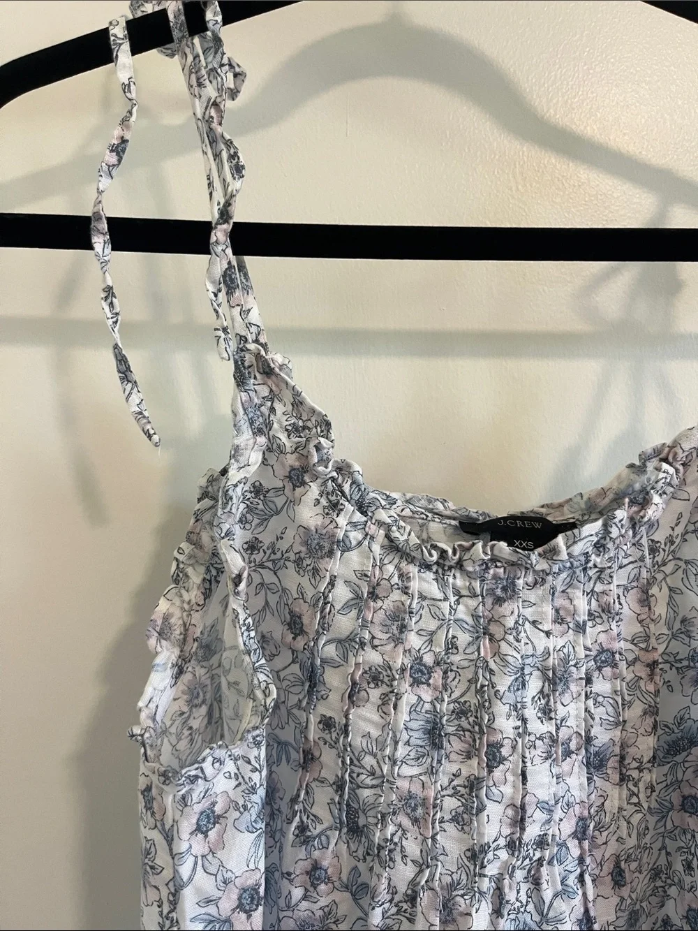 J. Crew Blue and White Floral Tie-Shoulder Nightdress
